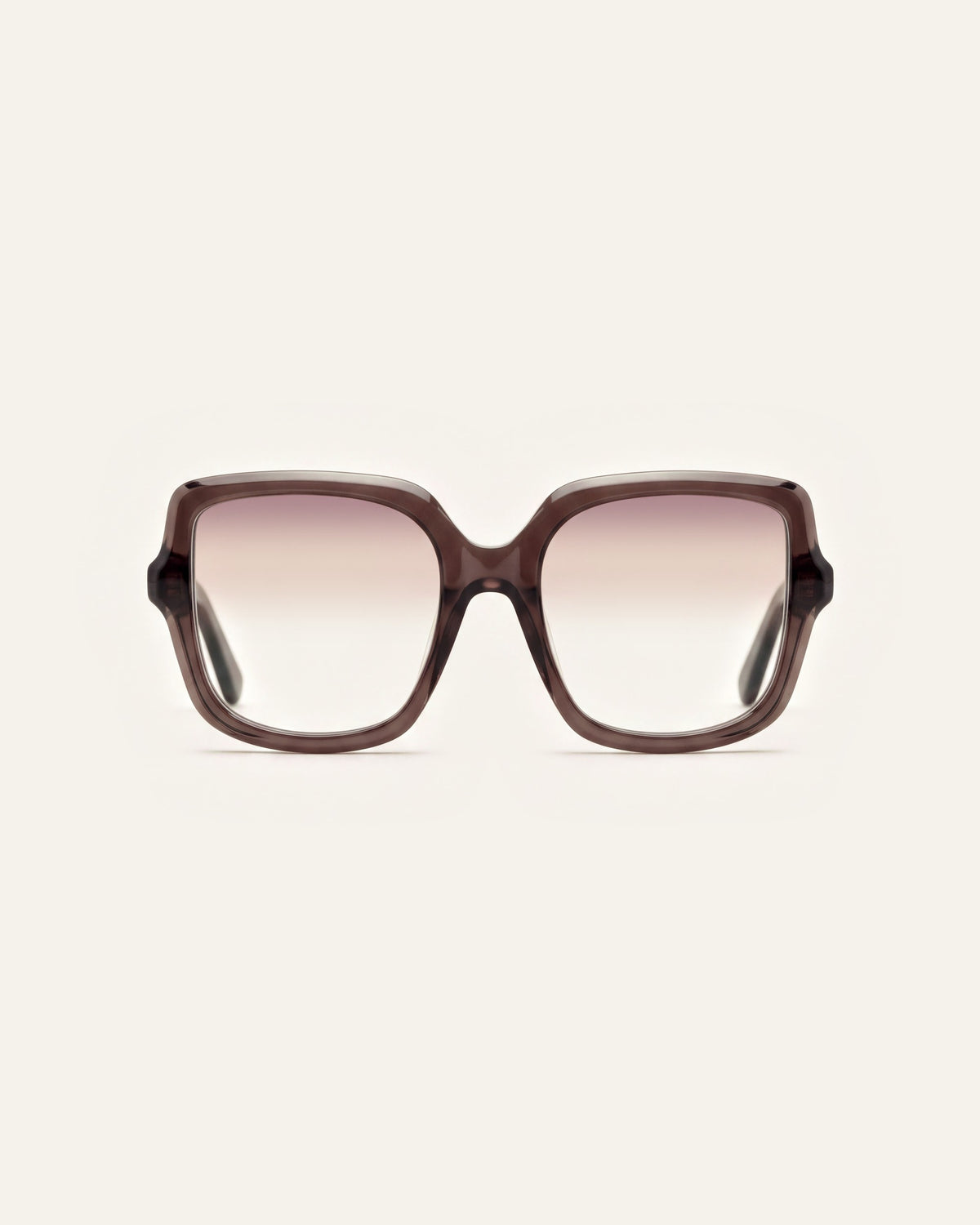 Elara in dark brown, front, Heather lenses